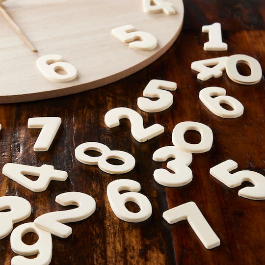 8 Packs: 60 ct. (480 total) 1.375" Punch Cut Wood Numbers Set by Make Market®